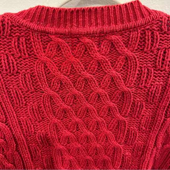 90’s Vintage Structure Red Cable Knit Sweater - Picture 4 of 4